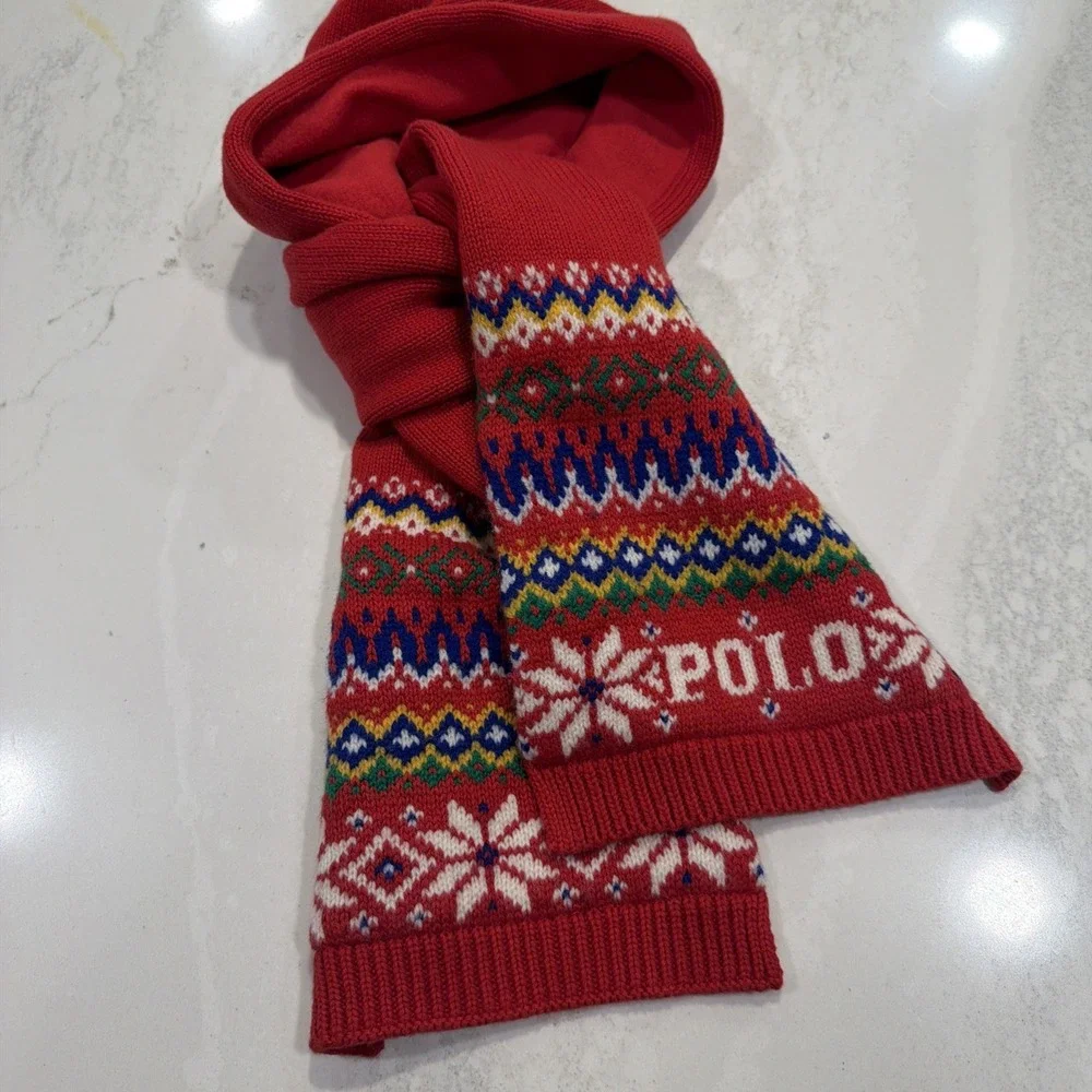 Polo Ralph Lauren Kids 4-7 Scarf Red Yellow 100% COTTON 132 CM Authentic